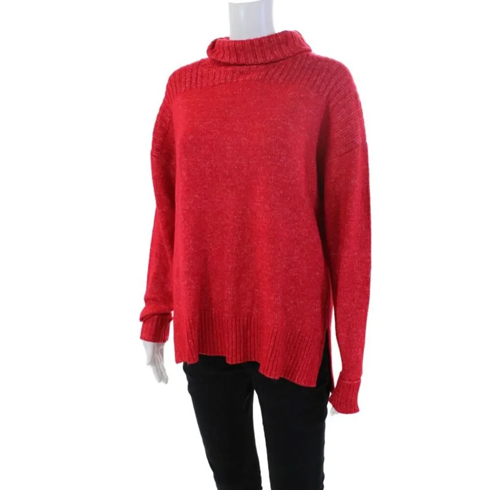Renuar Womens Turtleneck Long Sleeve Pullover Sweater Top Berry Size M